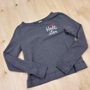 Y2K Hollister California Sweatshirt Womens Small Gray Logo Fleece Crewneck